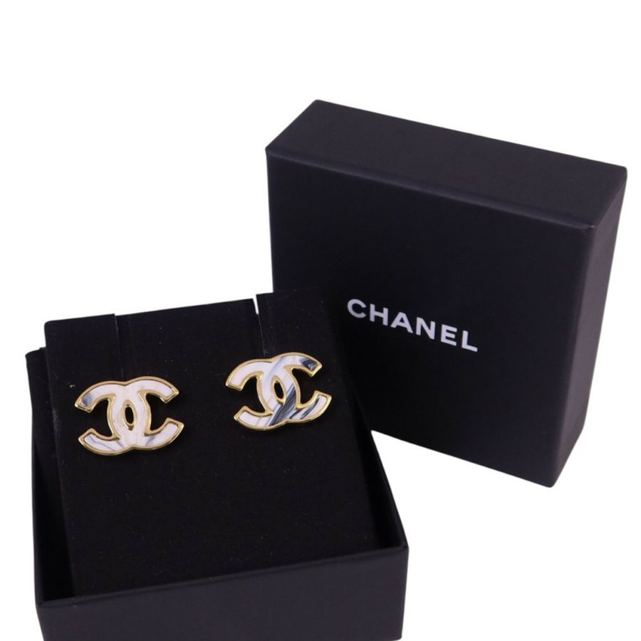 CHANEL 金屬/琺瑯CC Earrings金扣耳環-9