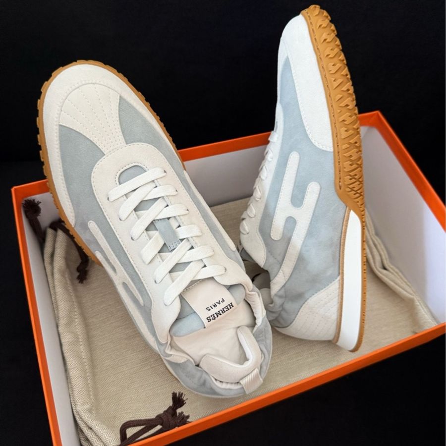 全新未使用 Hermes🐴愛馬仕 愛馬仕Jet男士麂皮德訓鞋 43碼 藍白。-3