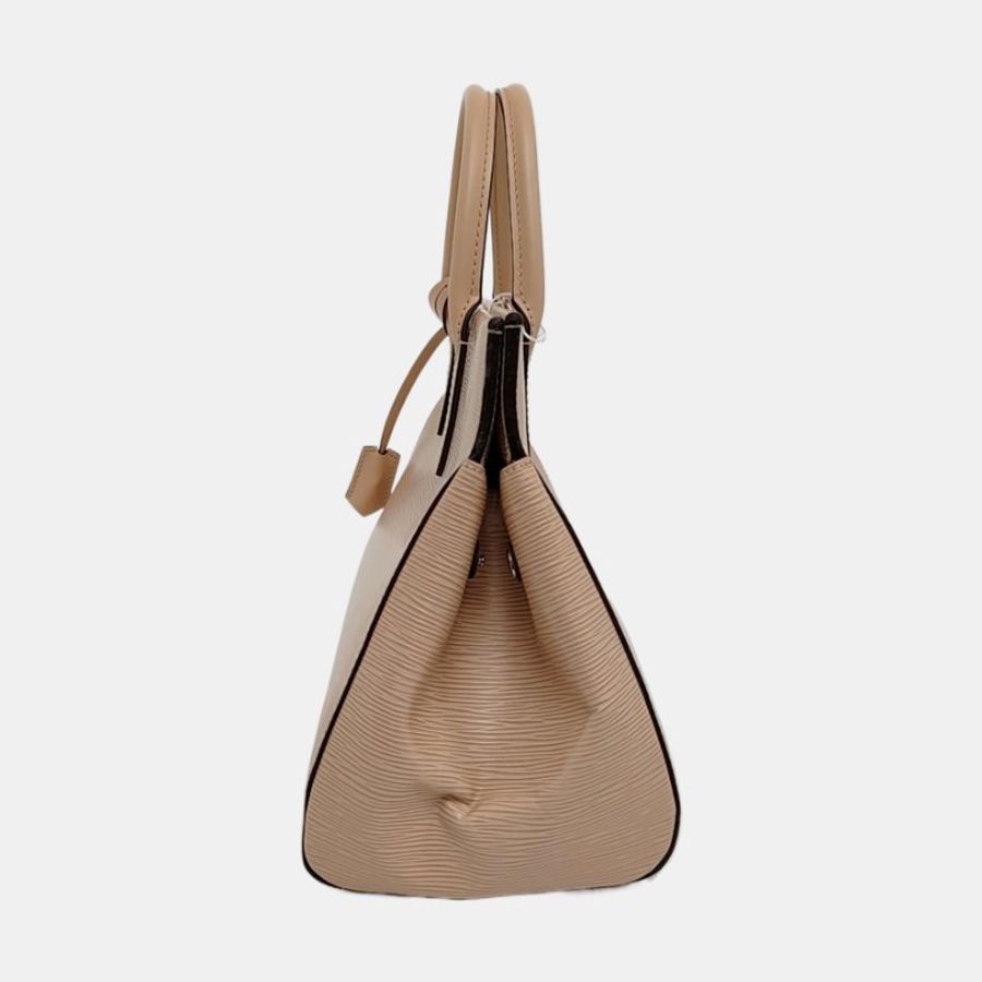 LOUIS VUITTON MARLY中號卡其色EPI牛皮水波紋斜挎包手提包單肩包銀色五金可拆卸肩帶-2