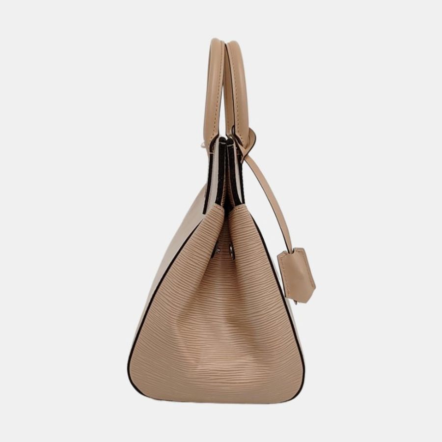 LOUIS VUITTON MARLY中號卡其色EPI牛皮水波紋斜挎包手提包單肩包銀色五金可拆卸肩帶-3