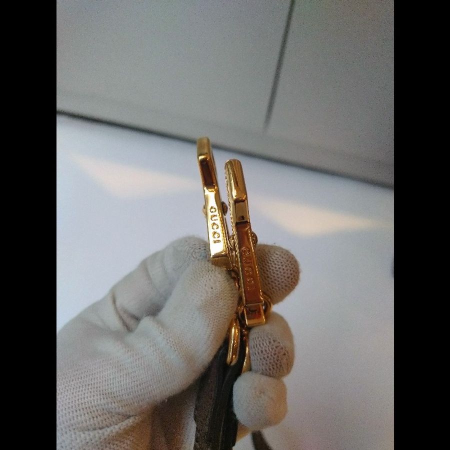 Gucci 咖皮邊綠紅綠GG 印花pvc兩用波士頓包-20