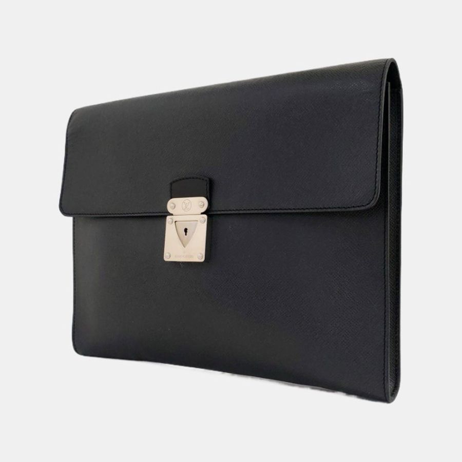 LOUIS VUITTON MINUTO黑色牛皮手拿包銀色五金-2