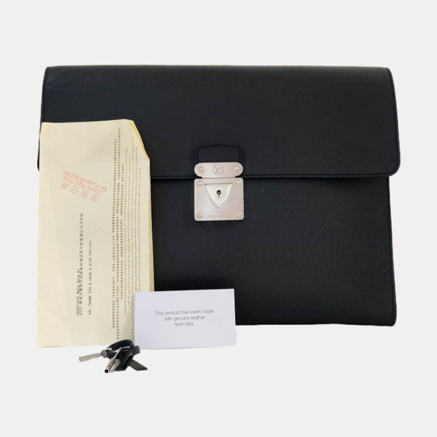LOUIS VUITTON MINUTO黑色牛皮手拿包銀色五金-7