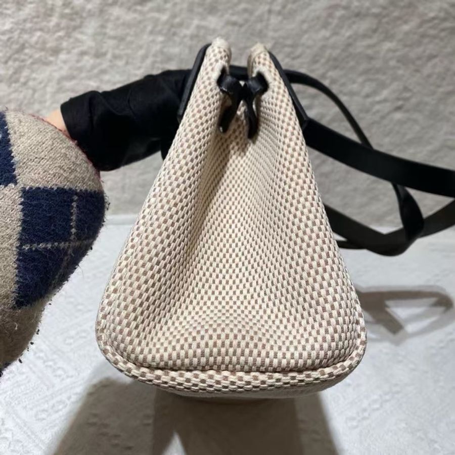 Hermes Herbag 橫版 中古 vintage cavas 腋下包 一包兩用-11