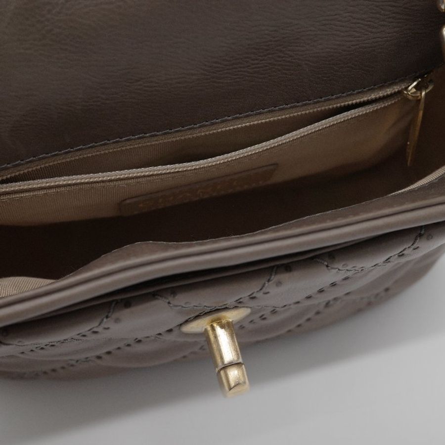 Chanel 香奈兒 Ultimate Stitch 灰褐色 復古小牛皮 鏈帶包 蓋口包-13