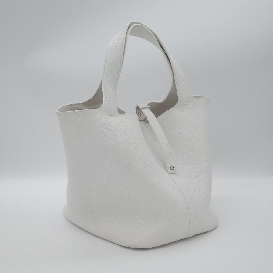Hermès 愛馬仕 菜籃子26 Picotin Lock 白色 牛皮 銀色五金 手提包-2