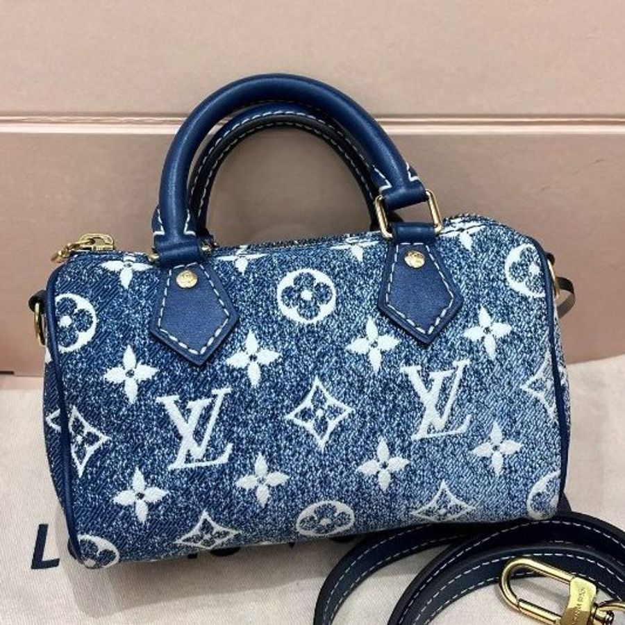 LV路易威登丹寧牛仔speedy nano枕頭包-0