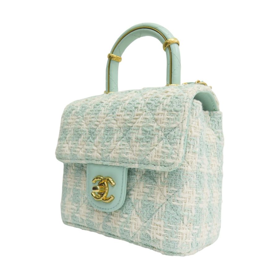 綠色 粗花呢 Handle Crush Top Handle Flap 肩背【CHANEL 香奈兒】-2