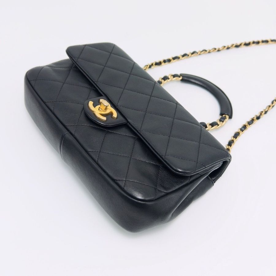 CHANEL 黑金圓環手柄CF手提肩背斜背包25*15*5.5 98新配件塵袋 保卡-3