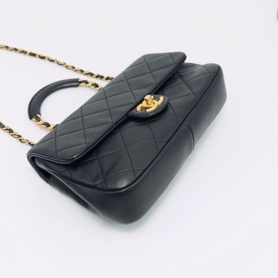 CHANEL 黑金圓環手柄CF手提肩背斜背包25*15*5.5 98新配件塵袋 保卡-5