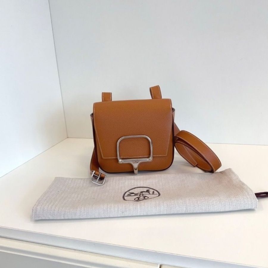 Hermes 金棕mini Della屁桃屁股包 epsom皮18*16*6 95新 配件塵袋-1