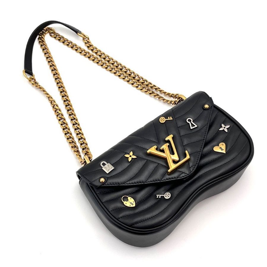 LV 限量款 NewWave黑金徽章手提肩背斜背包25*16*6 98新配件盒子塵袋-5