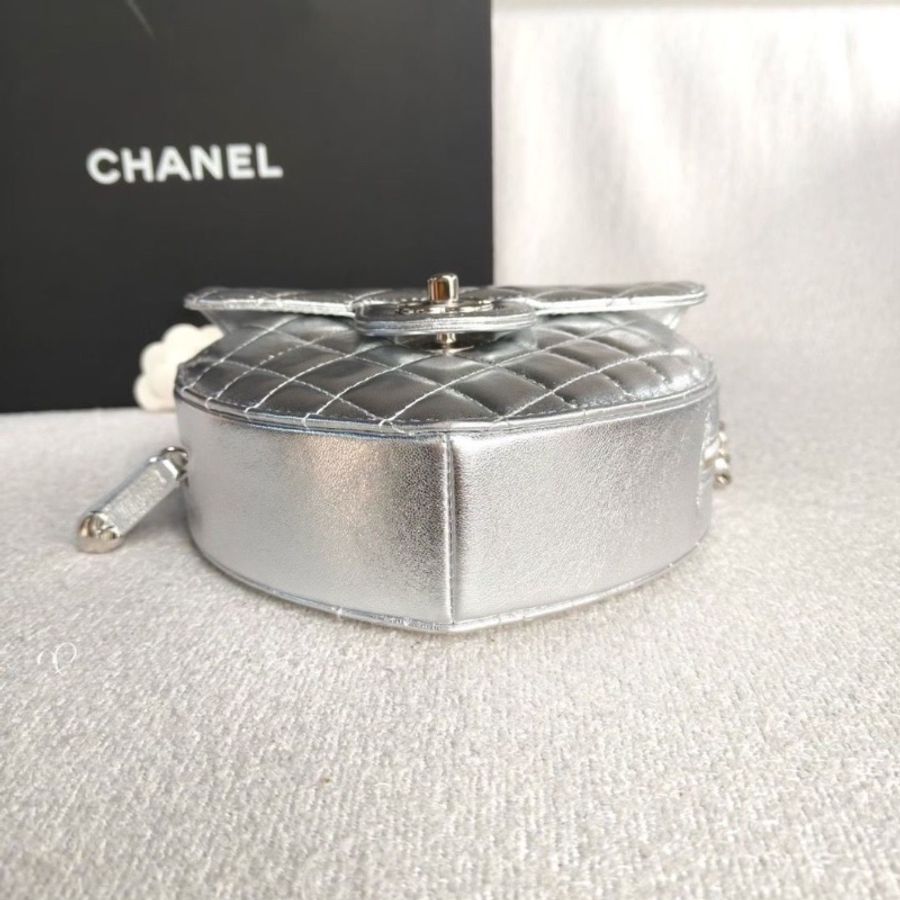 Chanel 25B銀色愛心鏈條包大號銀色銀扣芯片款18*19*5.5 95新配件塵袋-5