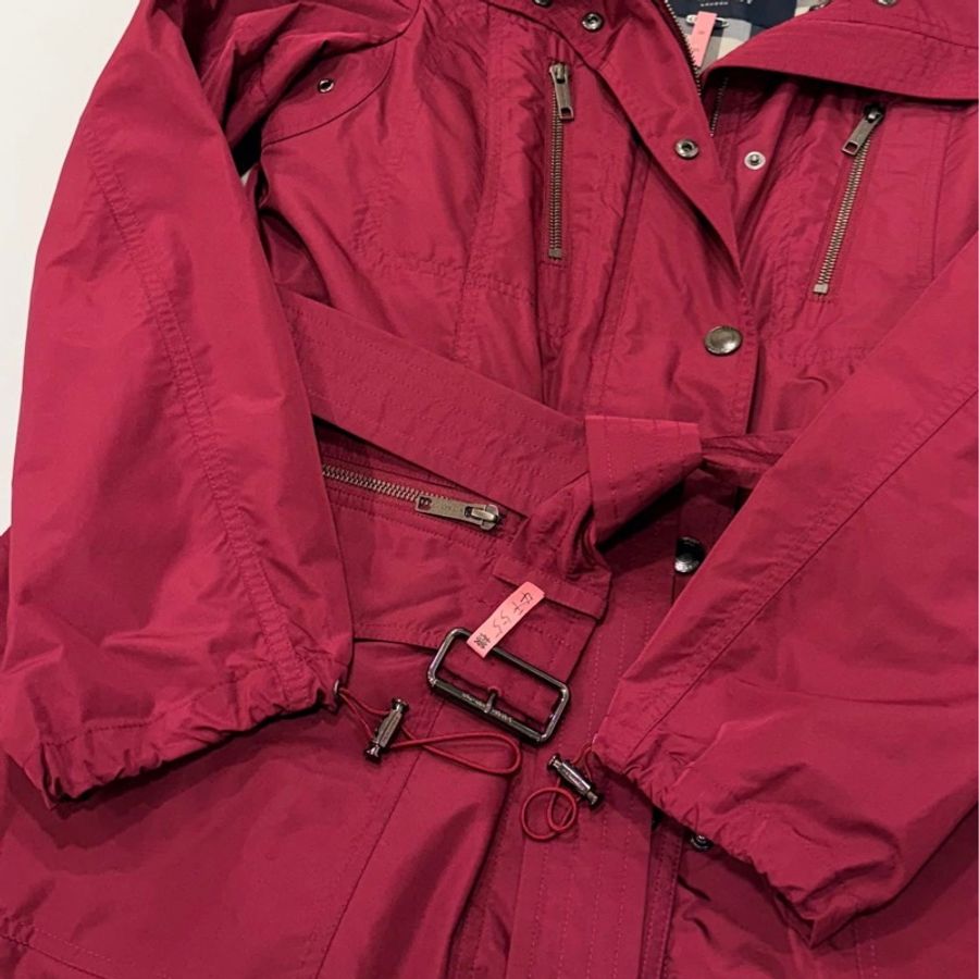 BURBERRY 倫敦 兩件式風衣外套 附可拆式菱格紋保暖背心 (酒紅色)-4