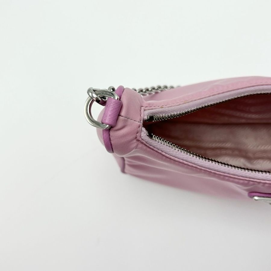 PRADA 粉銀三合一 尼龍肩背斜背Hobo 22*16*6.5 9新 配件塵袋-18