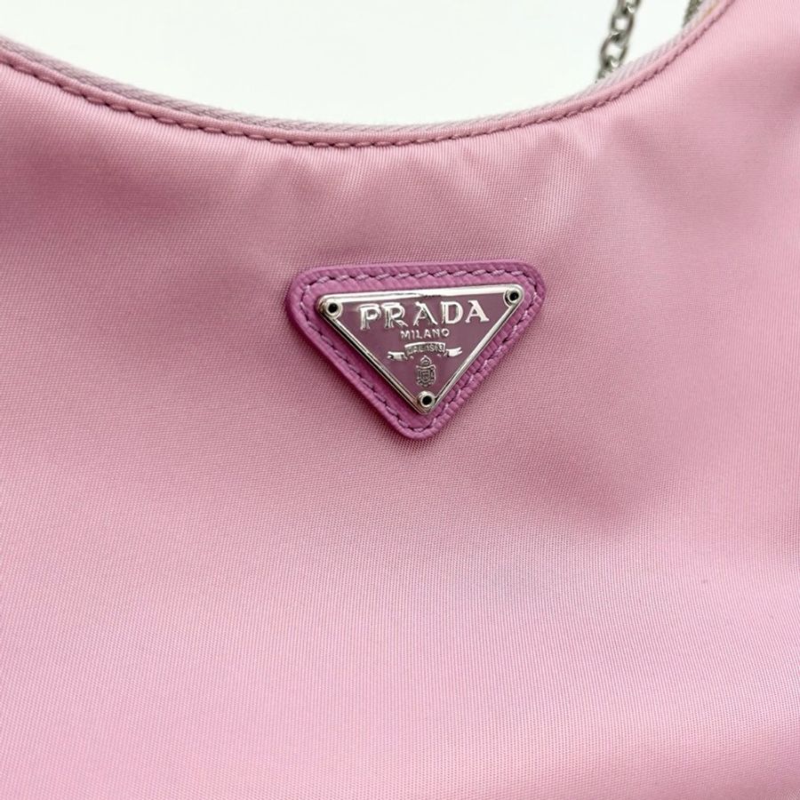 PRADA 粉銀三合一 尼龍肩背斜背Hobo 22*16*6.5 9新 配件塵袋-22