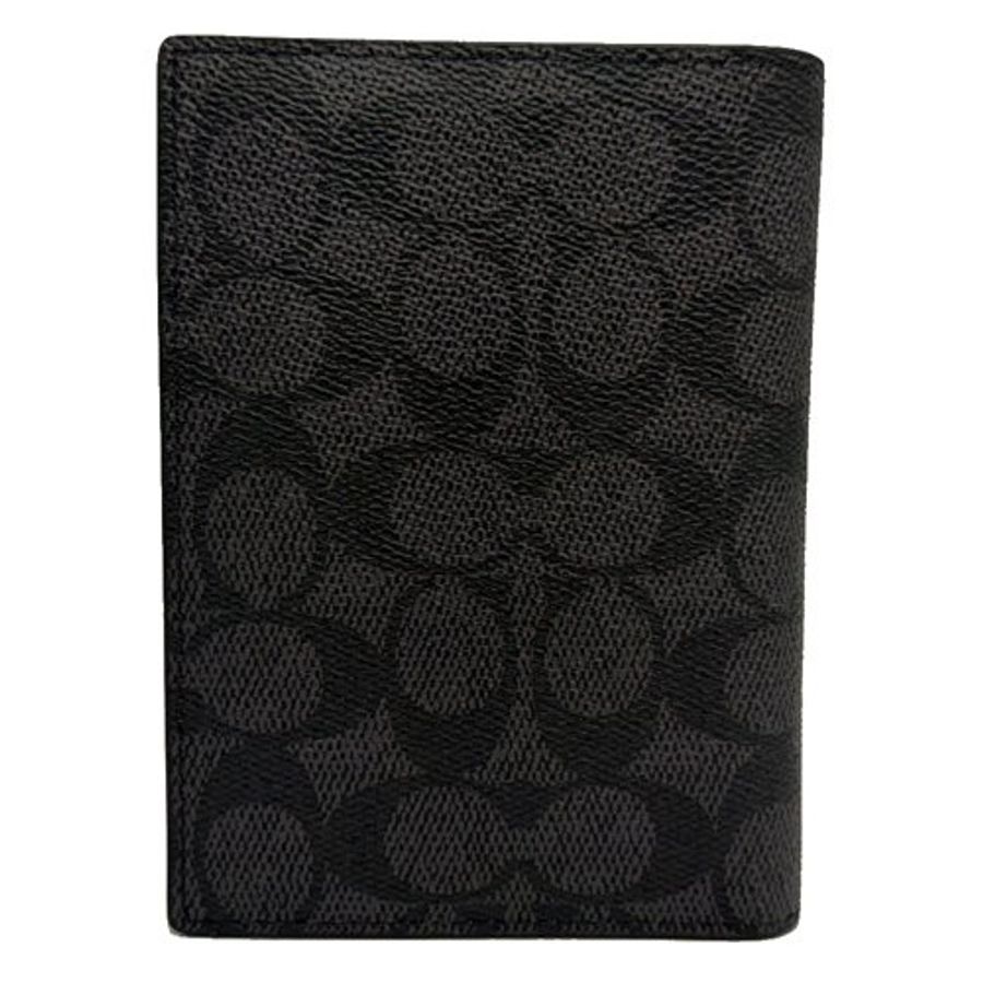 [全新] COACH 新款C LOGO拉鍊零錢袋證件護照夾(黑灰)-2