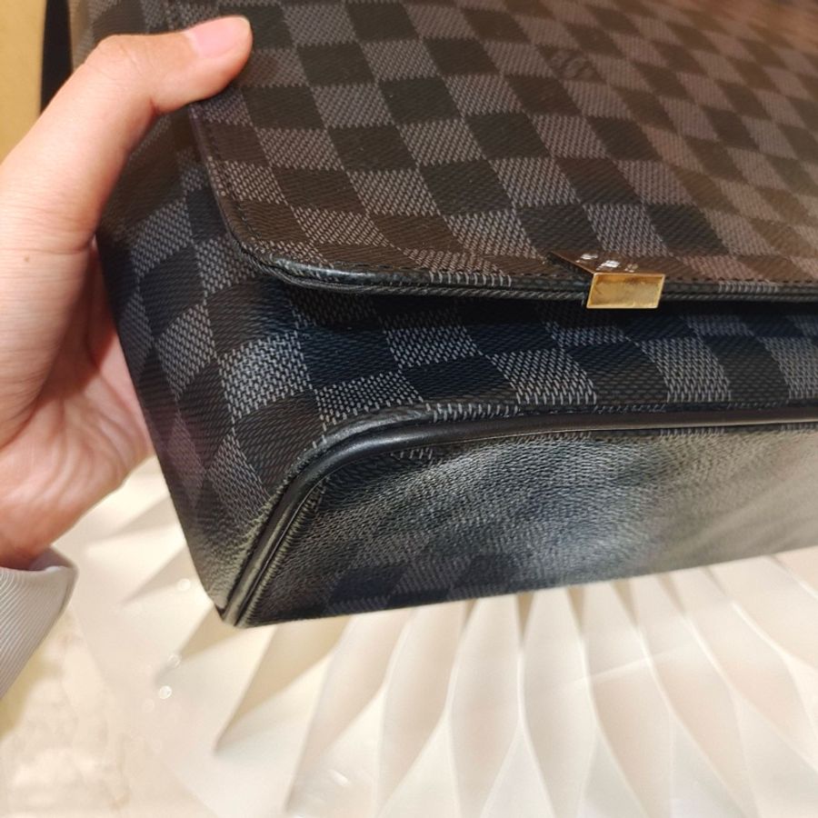 97新LouisVuitton路易威登 District 黑棋盤格翻蓋郵差包 38*30cm-5