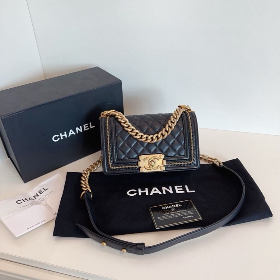 ✨Chanel 99新全套 黑金Leboy小號 宮廷系列限定 🖤-2