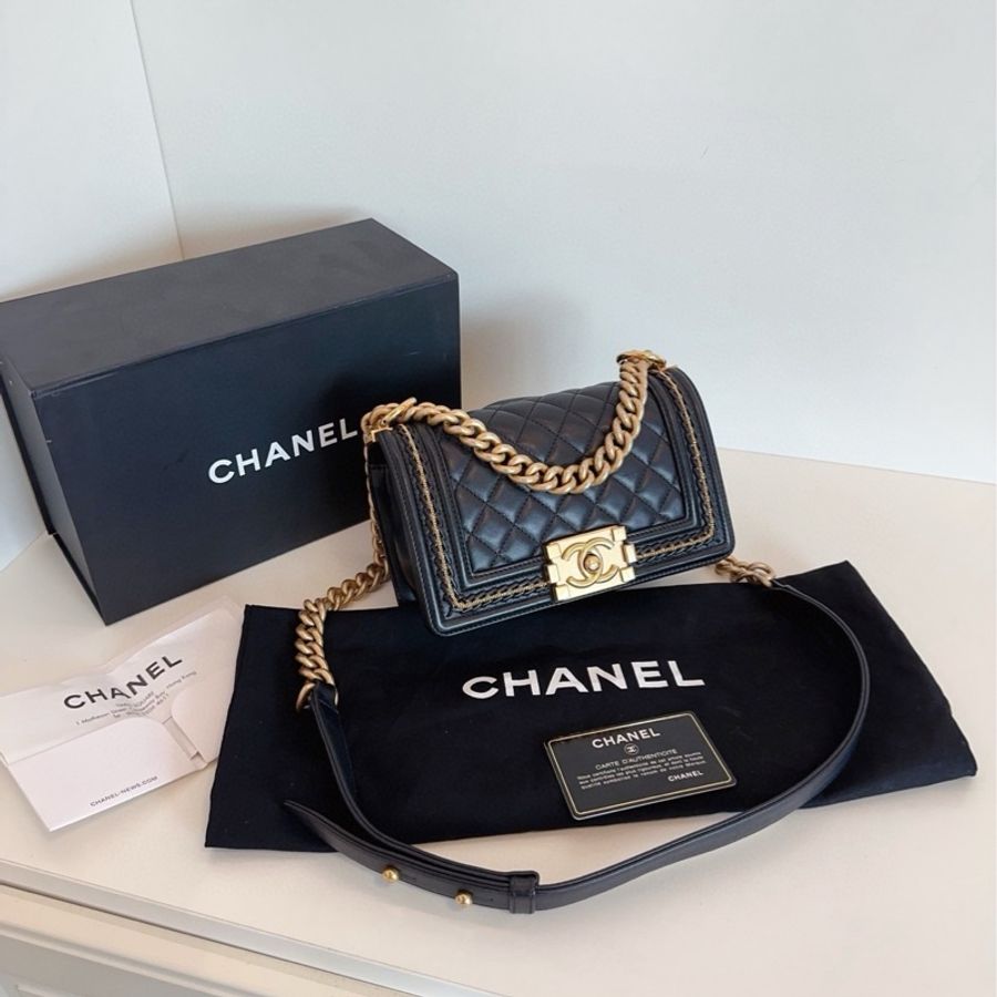 ✨Chanel 99新全套 黑金Leboy小號 宮廷系列限定 🖤-4