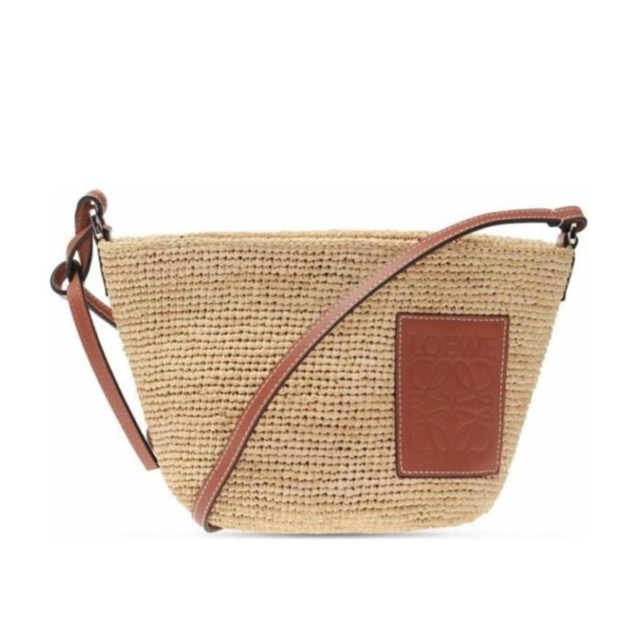 Loewe 女士 Pochette 酒椰纖維和牛皮革手提包均碼碼常規、27 X 11 X 17 CM-0