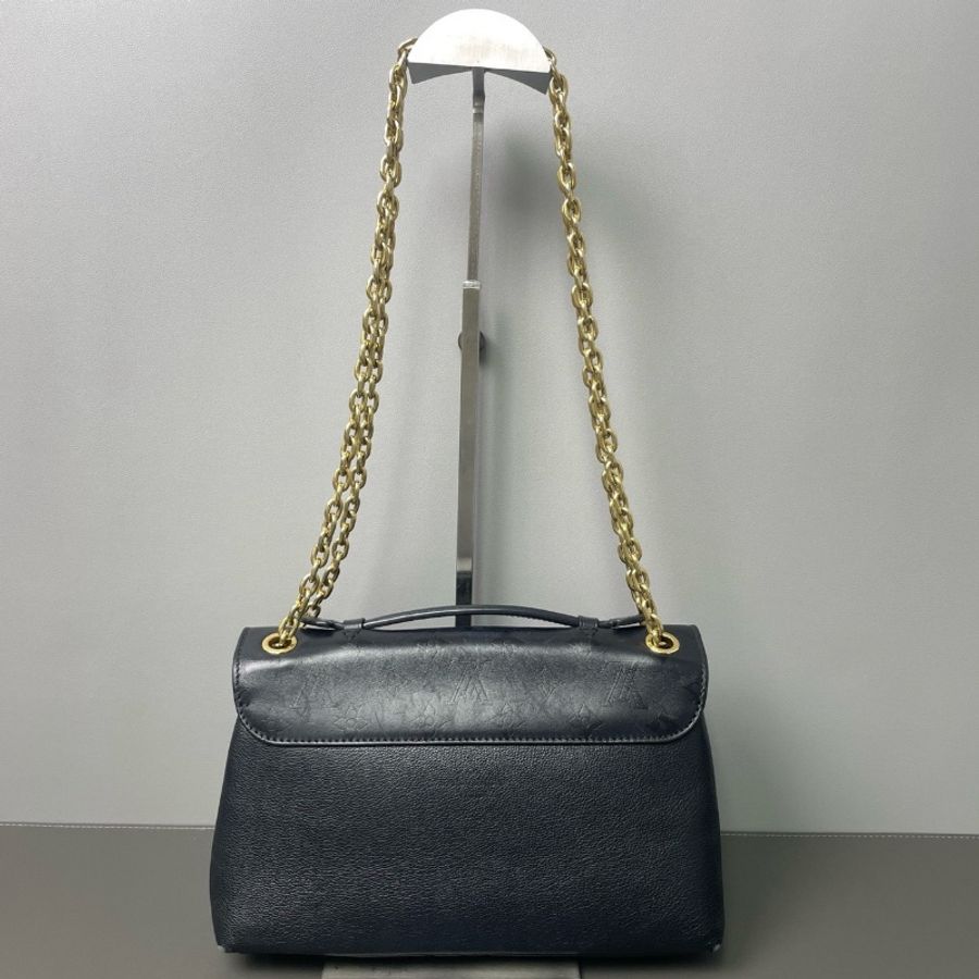 LV 黑金全皮Very Chain 肩背斜背手提 暗花翻蓋 25*15*8cm 98新配件塵袋-6