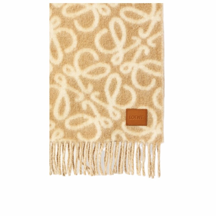 Loewe 女士 Anagram Intarsia 流蘇圍巾均碼碼185cm*37cm-1