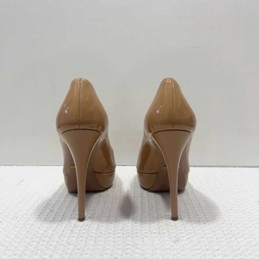 Prada/普拉達裸色漆皮魚嘴高跟鞋,尺寸36.5碼,防水台高2.5cm,鞋跟高12.5c-3