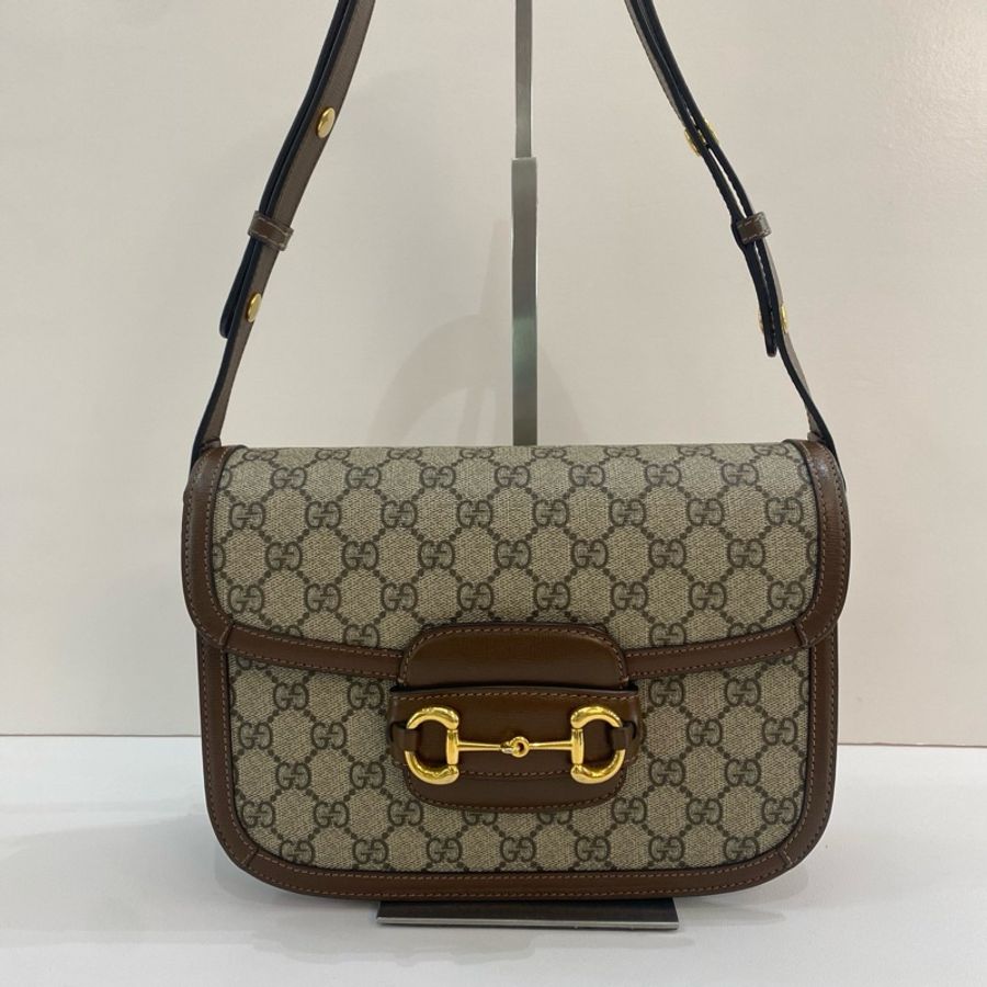 Gucci古馳1955老花棕色馬鞍包中號 尺寸25*18*8,有塵袋-0