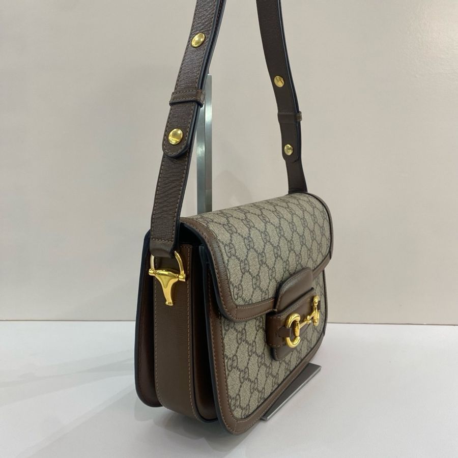 Gucci古馳1955老花棕色馬鞍包中號 尺寸25*18*8,有塵袋-1