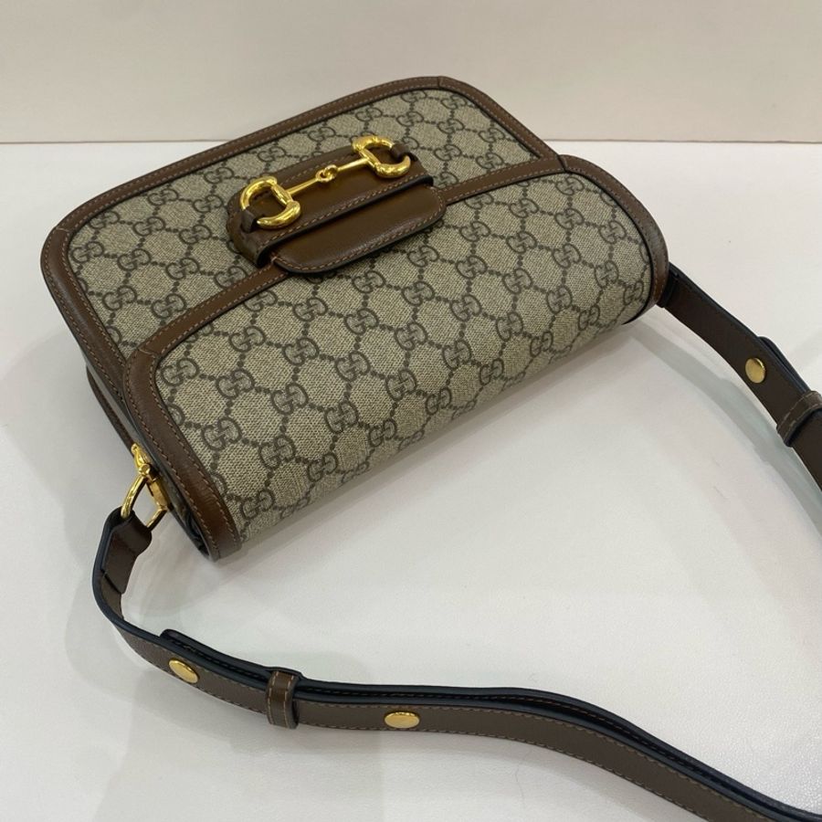 Gucci古馳1955老花棕色馬鞍包中號 尺寸25*18*8,有塵袋-3