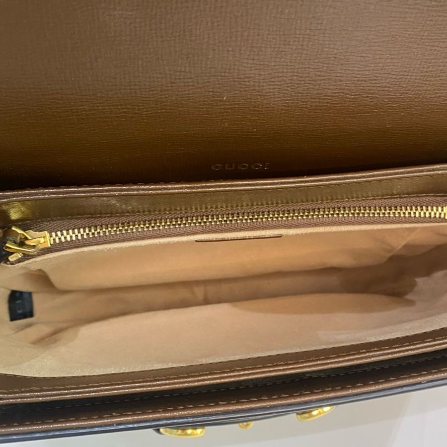 Gucci古馳1955老花棕色馬鞍包中號 尺寸25*18*8,有塵袋-6