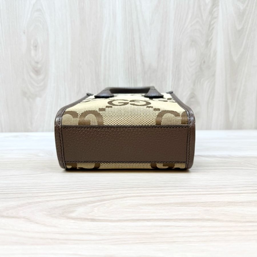 GUCCI棕色拼大雙G帆布mini琴譜包699406-4