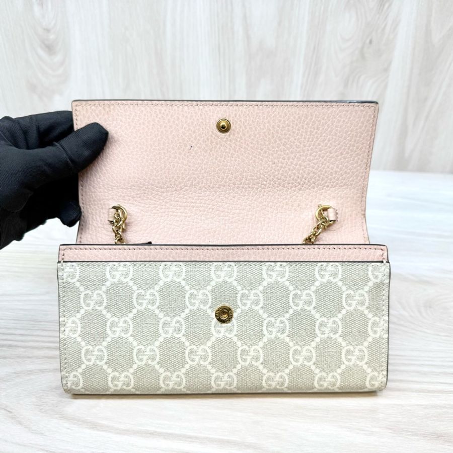 Gucci粉色牛皮WOC長夾 546585-5