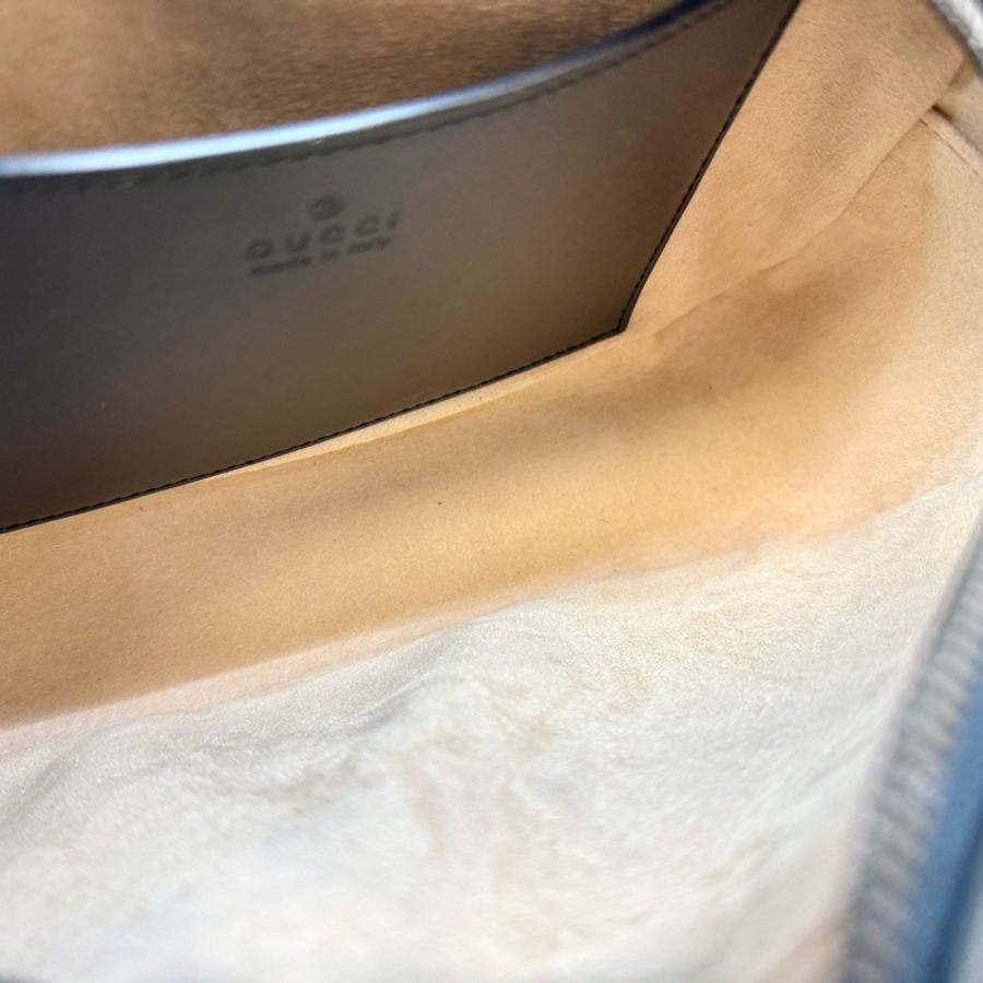 GUCCI黑金牛皮馬夢鏈條相機包24CM 447632-11