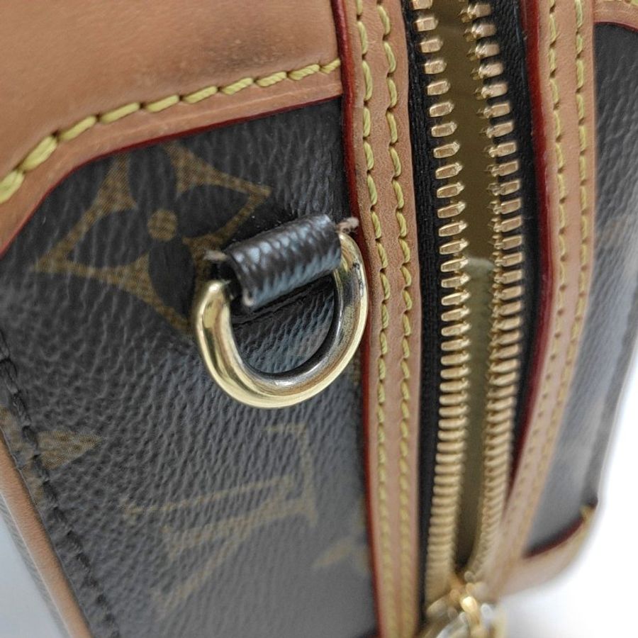 LOUIS VUITTON VALISETTE小號棕色塗層帆布老花相機包單肩包手提包斜挎包金色五金2條可拆卸肩帶-12