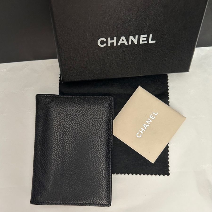 Chanel (黑荔枝皮大雙C logo)*票據夾*卡套👩🏻🦰二手古董 Vintage保存品-8