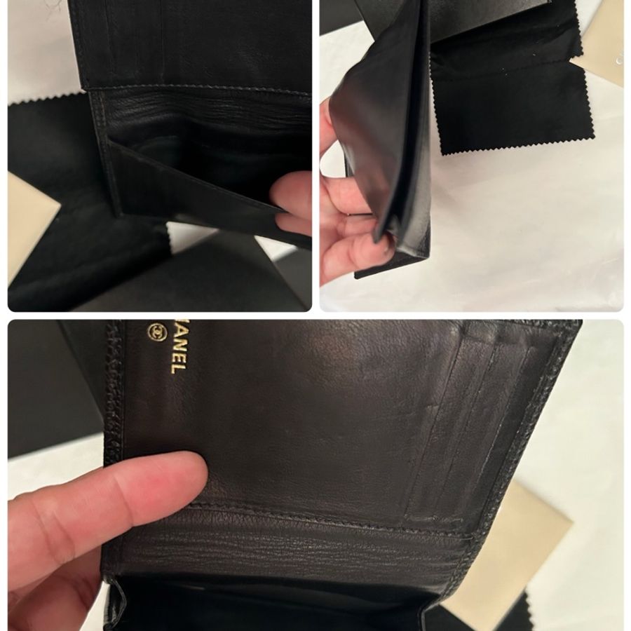 Chanel (黑荔枝皮大雙C logo)*票據夾*卡套👩🏻🦰二手古董 Vintage保存品-13