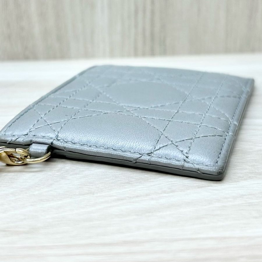 Dior 灰色羊皮LADY DIOR CARD Holder卡包-12