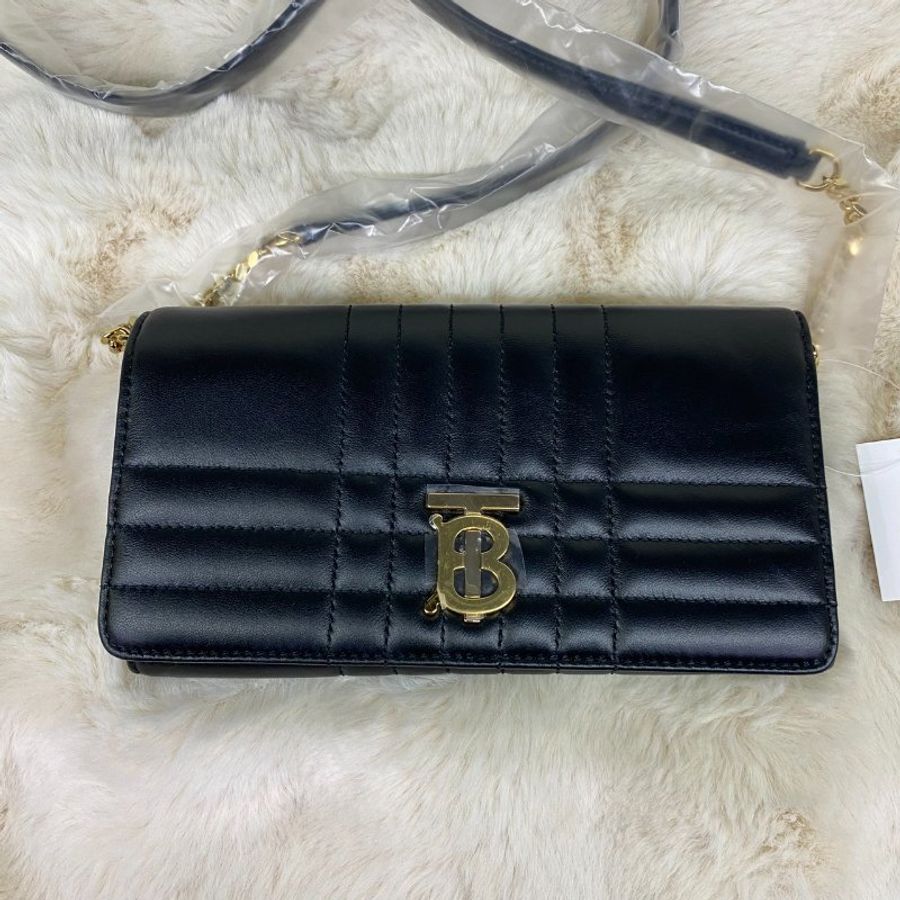 全新閒置品 BURBERRY 巴寶莉 Lola系列TB LOGO格紋小羊皮WOC斜背包-9