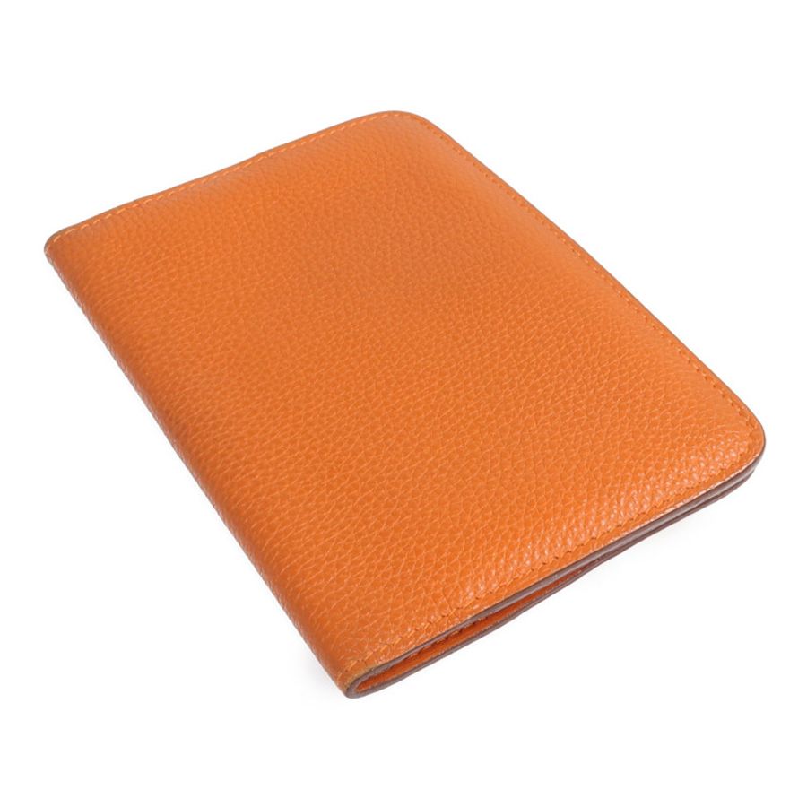 HERMES Togo皮革Dogon Compact銀扣錢包Orange-4