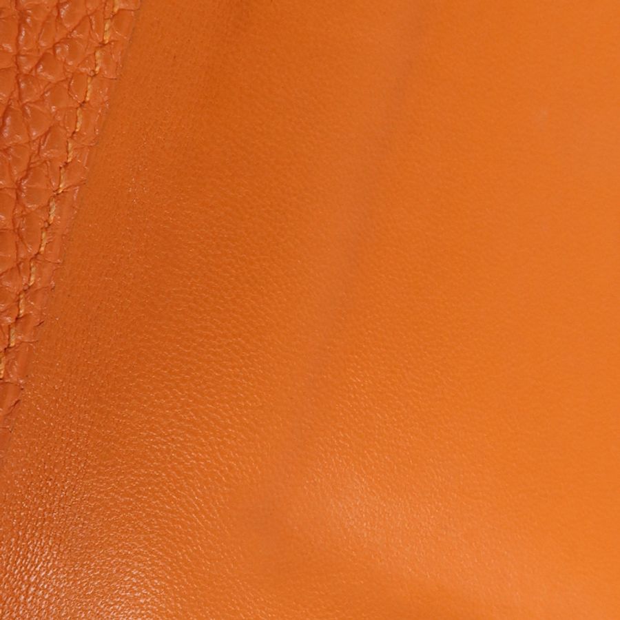 HERMES Togo皮革Dogon Compact銀扣錢包Orange-13
