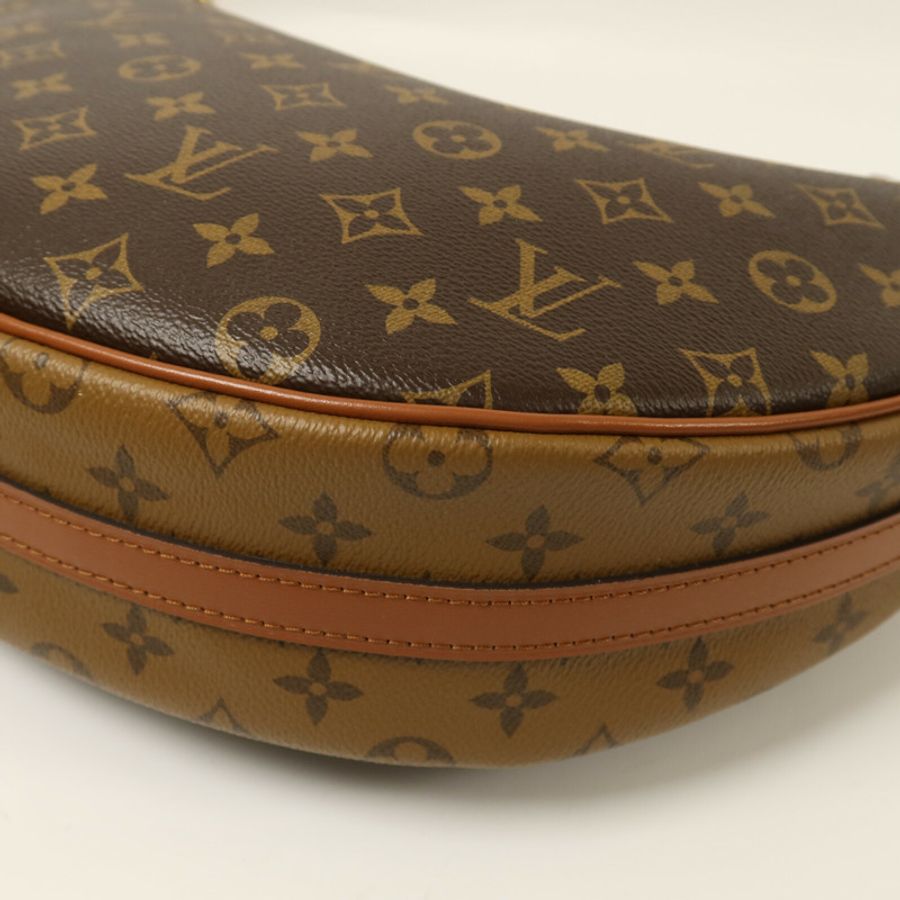 LOUIS VUITTON Monogram Reverse Loop Hobo金扣手挽肩背兩用袋棕色-9