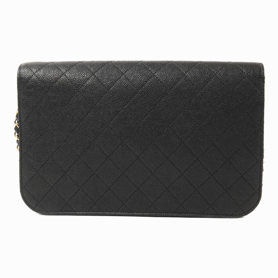 CHANEL 牛皮皮革Chain Shoulder金扣鏈帶肩背袋-1