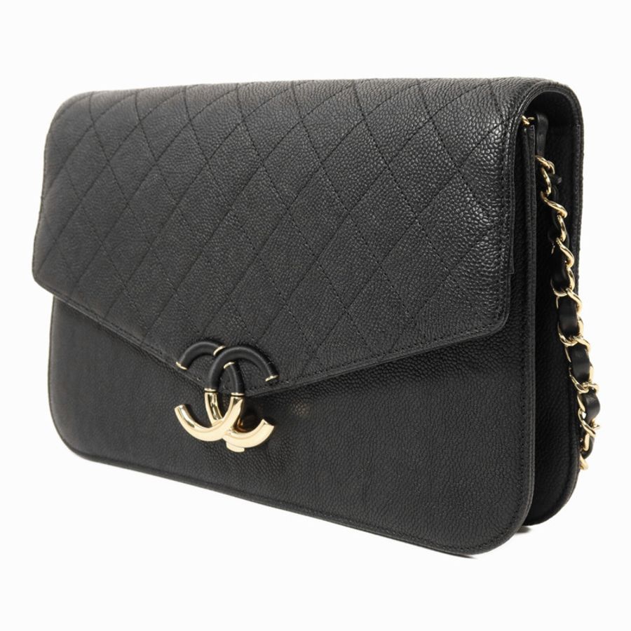 CHANEL 牛皮皮革Chain Shoulder金扣鏈帶肩背袋-2