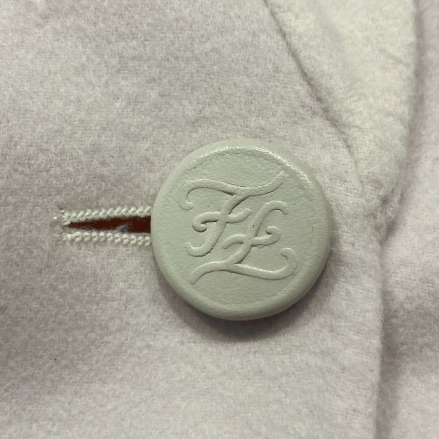 FENDI 芬迪 雙排扣大衣 白色 FF 圖案襯裡-4