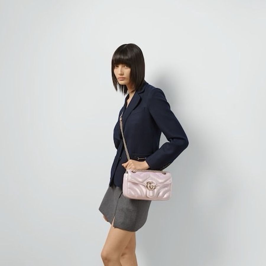 Gucci 女士 GG MARMONT 翻蓋小號單肩包均碼碼小號、26cm*7cm*15cm-7
