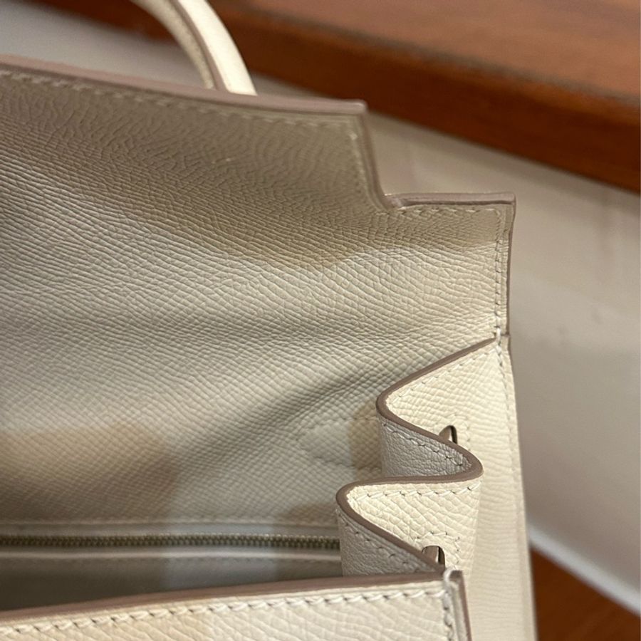 HERMES 奶昔白金釦KELLY28-5