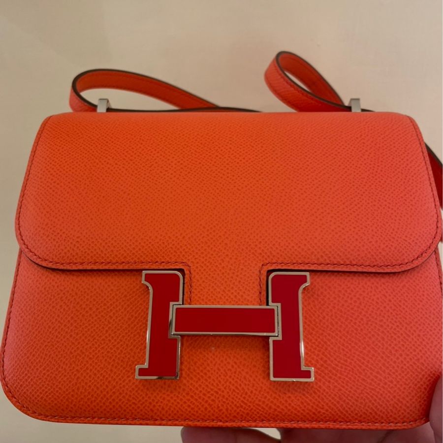 HERMES 橘紅琺瑯釦康康19 超級美-3