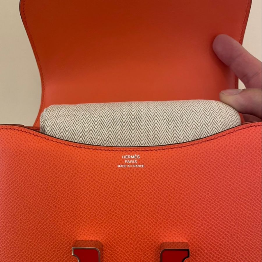 HERMES 橘紅琺瑯釦康康19 超級美-13